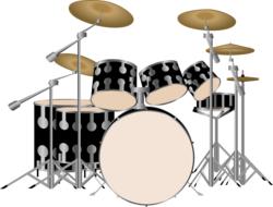 Colorful drum set, at white background, on clipart