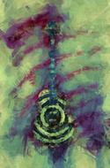 guitar instrument green abstract drawing