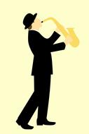 drawn silhouette of a saxophonist