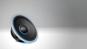 round black speaker on a gray background