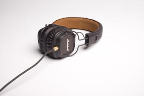 black leather headphones