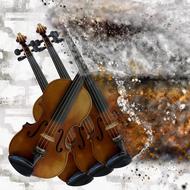 painted brown violins in the water as a digital art