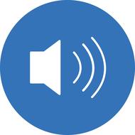speaker, volume, blue and white icon