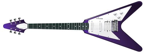 White and violet guitar on white background
