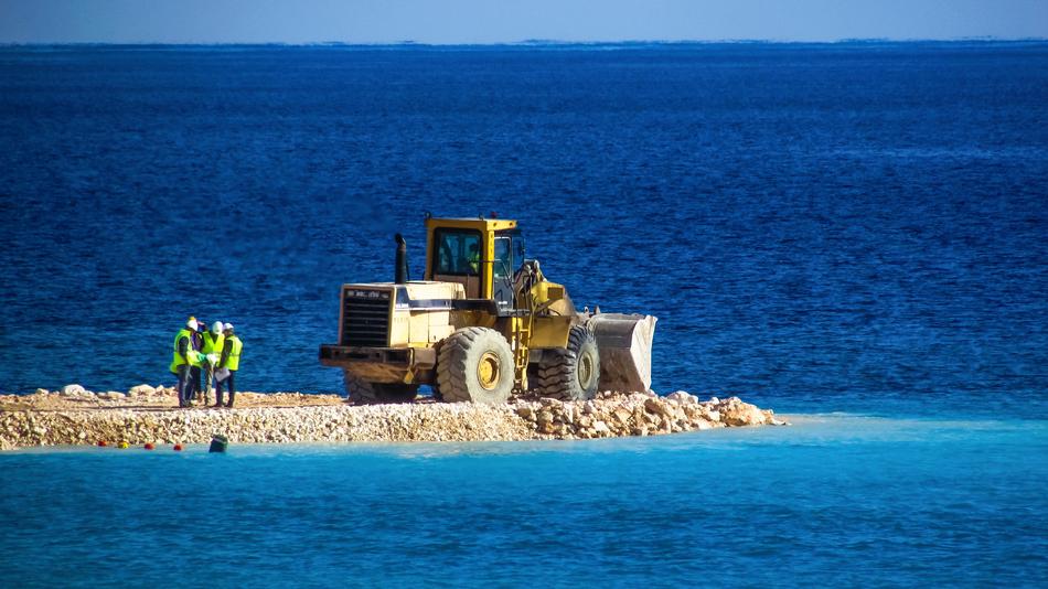 Bulldozer and Workers in Ayia Napa on Cyprus