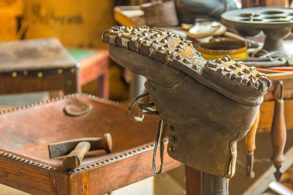 shoe repair in the workshop