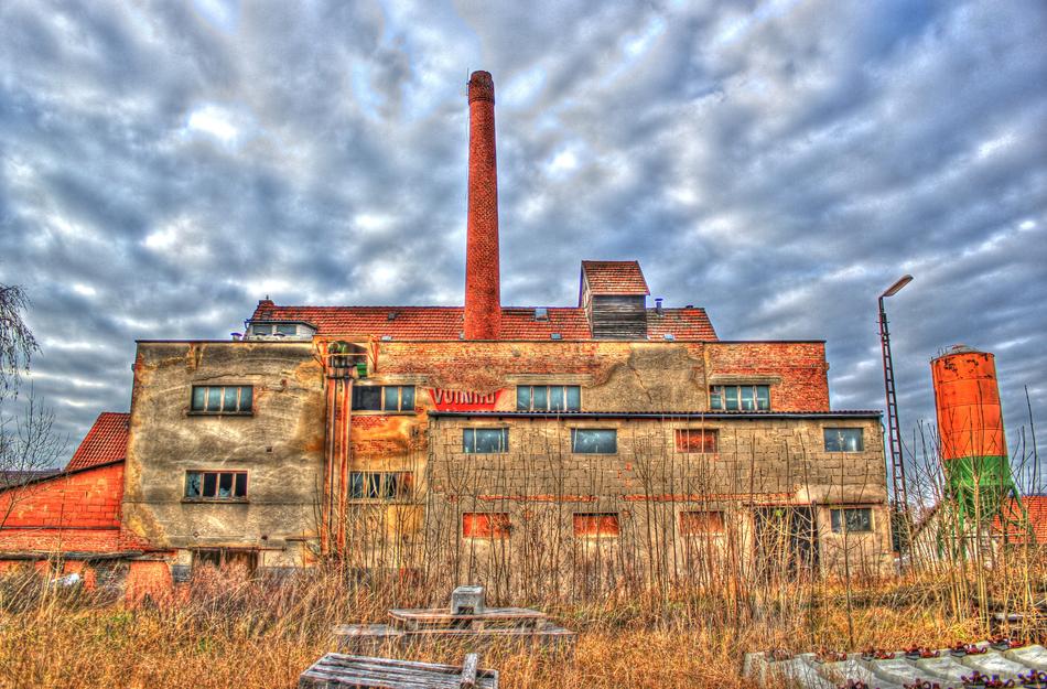 abandoned factory as a colorful image