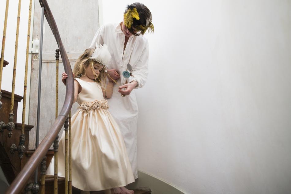 Mother and Daughter on stairs