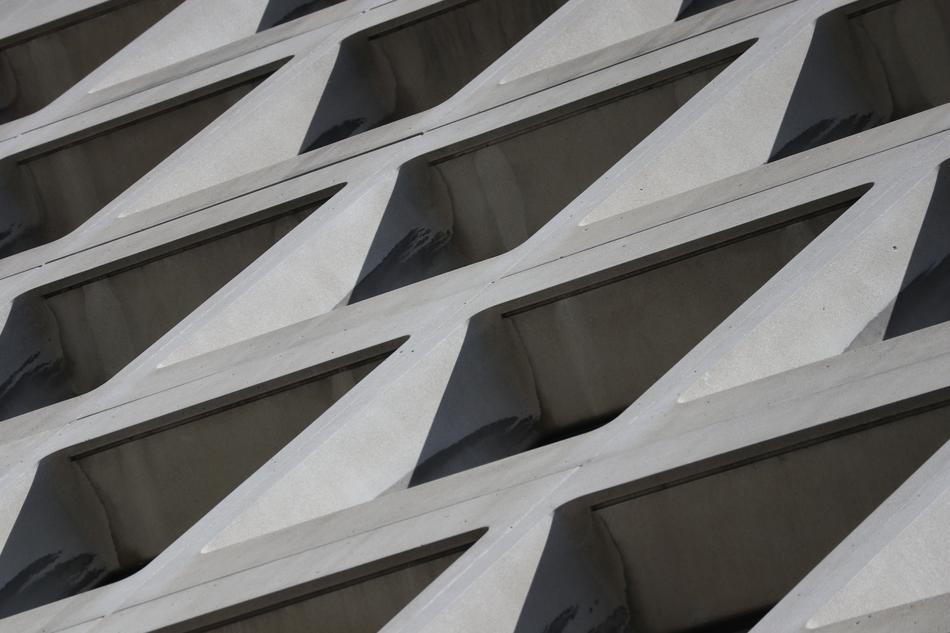 Angle View of concrete wall with Windows