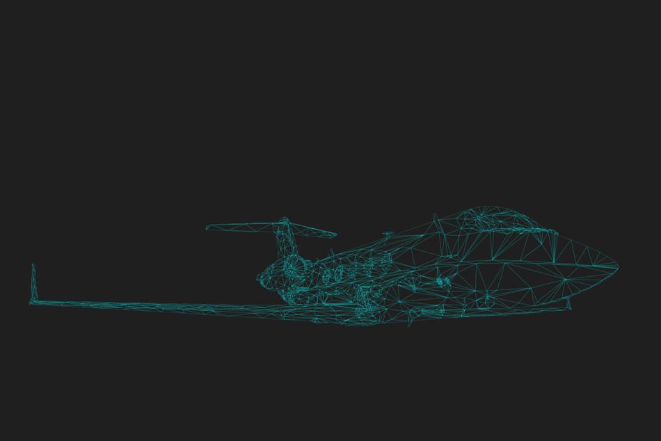 Green and blue outline C20 aircraft at black background