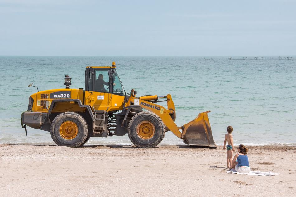 heavy vehicle on the beach