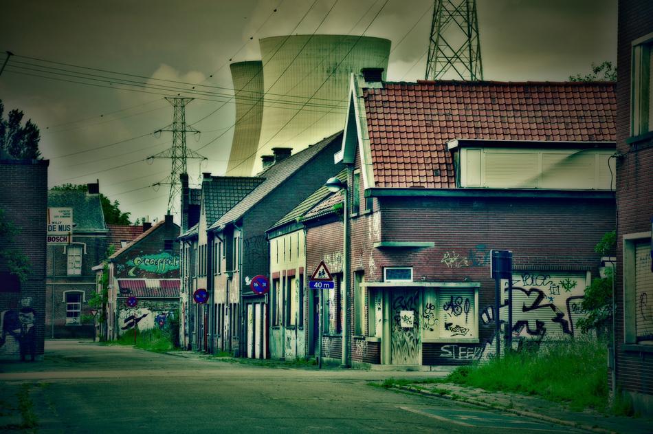 Antwerp town next to a nuclear power plant, Belgium