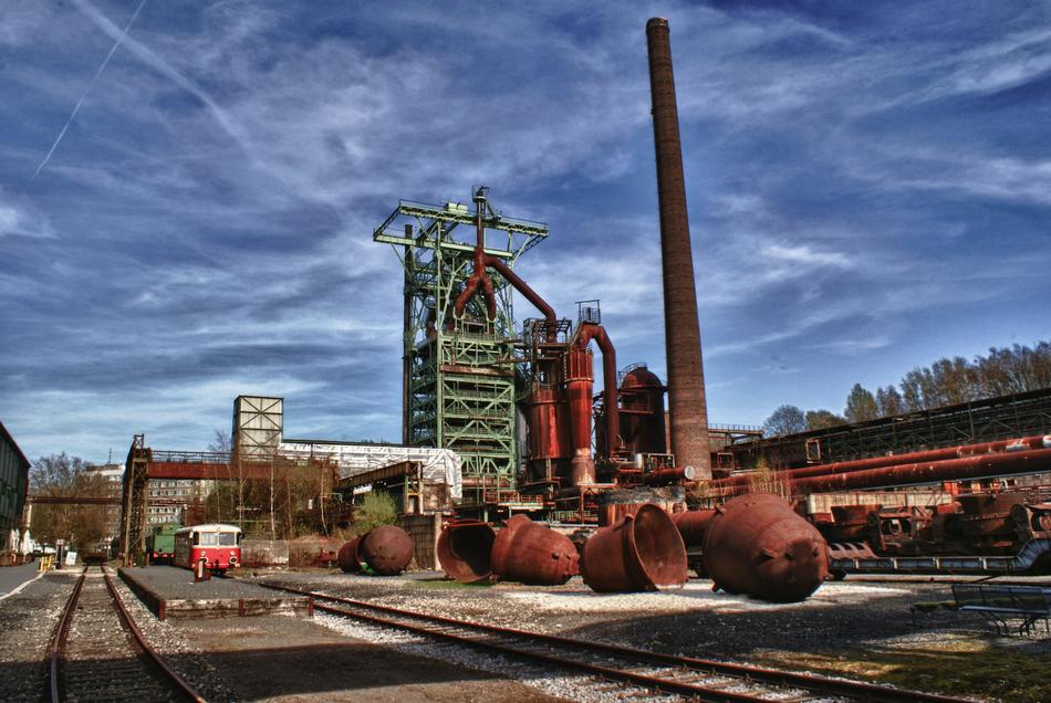 museum on industry under the sky with clouds