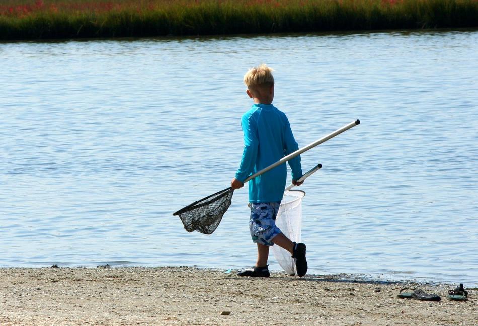 Fishing Nets Crabbing young boy