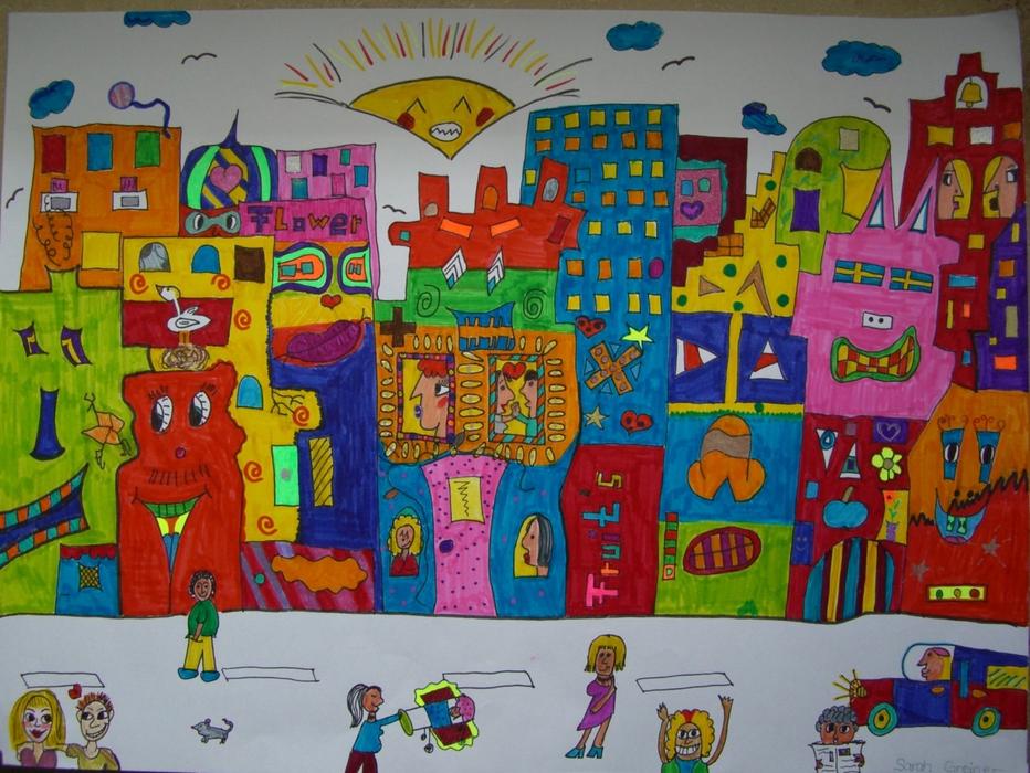 Painted Colorful Image of city