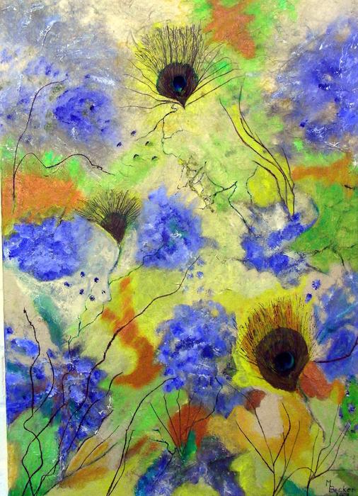 abstract colorful flowers, painting