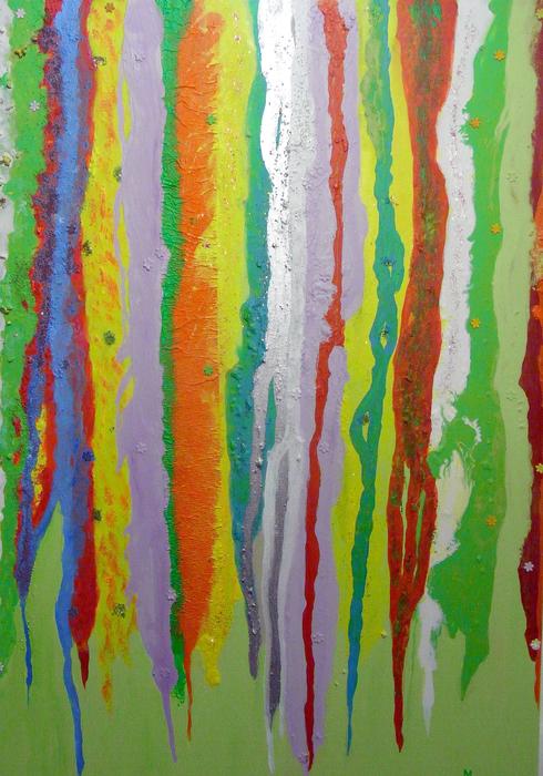 Beautiful and colorful stripes at the green background