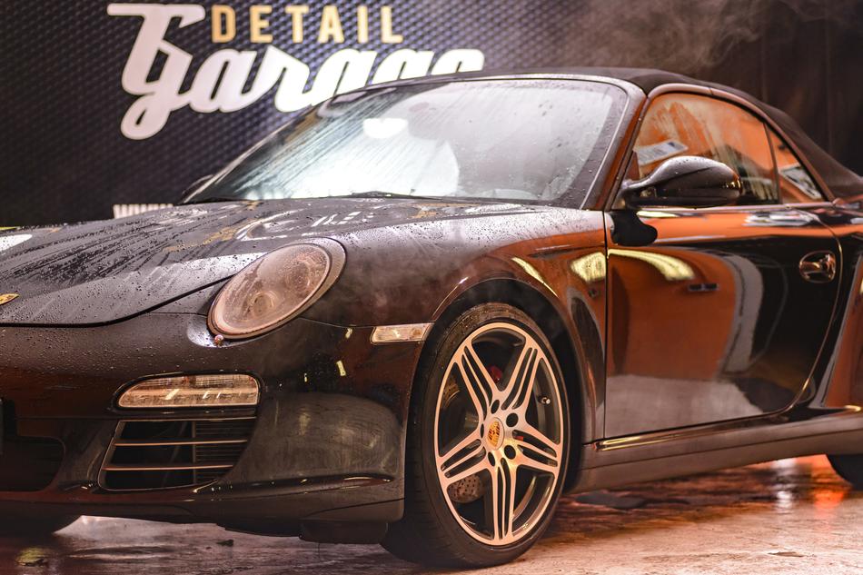 luxury car porsche at the car wash