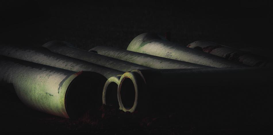 metal pipes in the dark