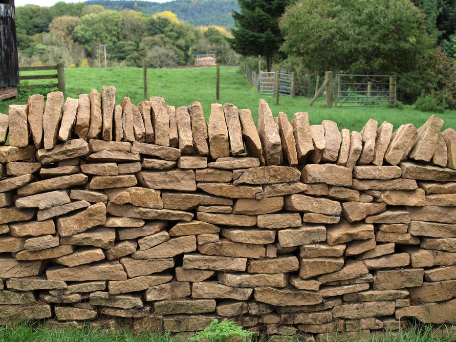 stone fence in the yard