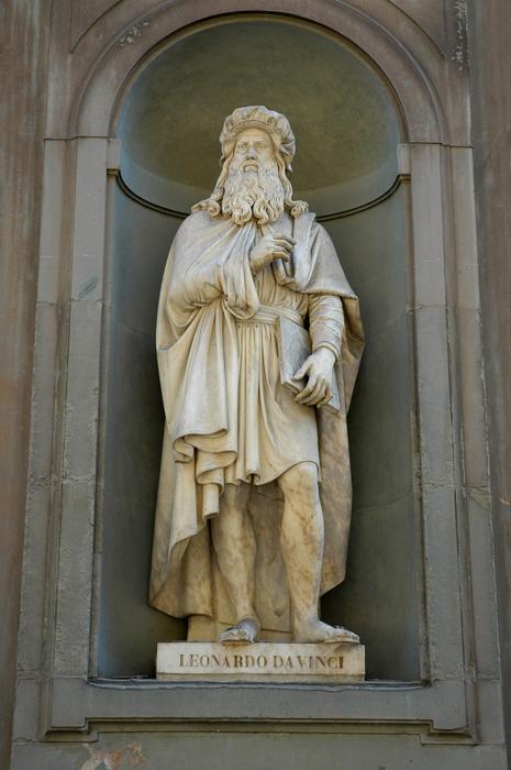 sculpture by Leonardo da Vinci on the wall