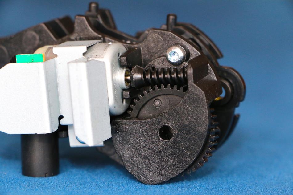 miniature motor on blue background