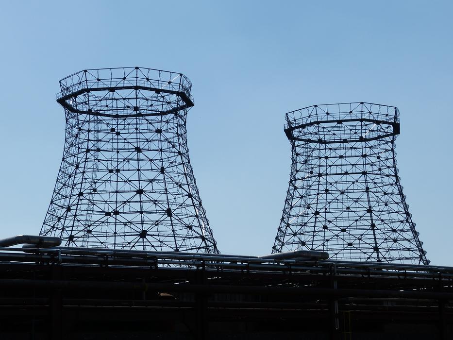 Landscape with the industrial heritage of Zollverein, at blue sky on background, in Germany