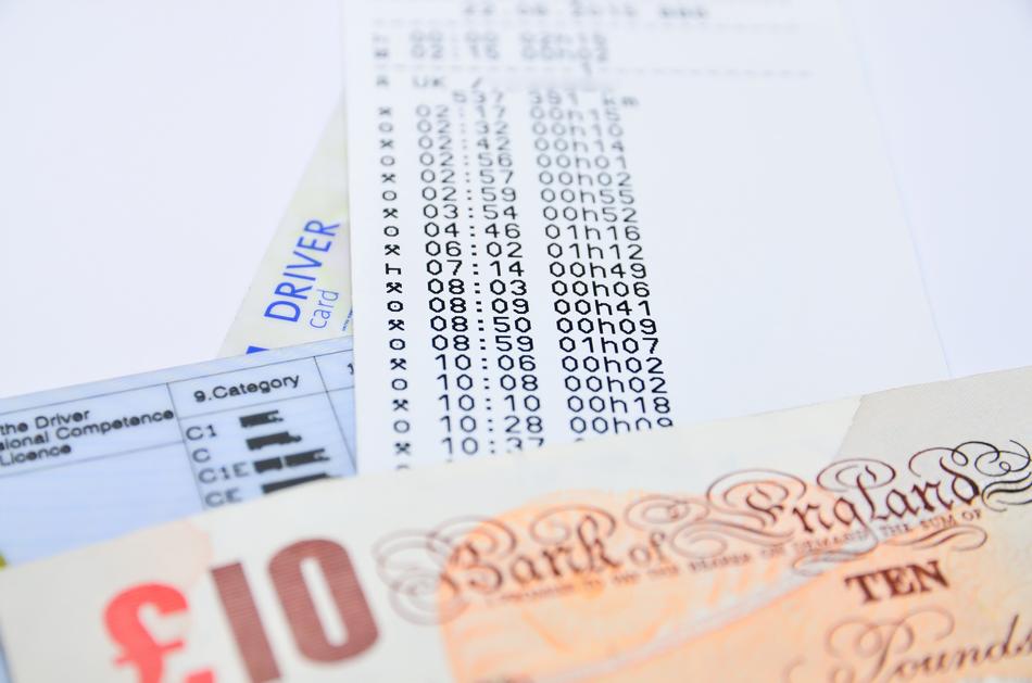 driver card next to the card and money