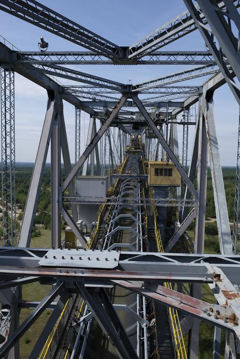 View of the beautiful, green landscape, from the conveyor bridge in Brandenburg, Germany