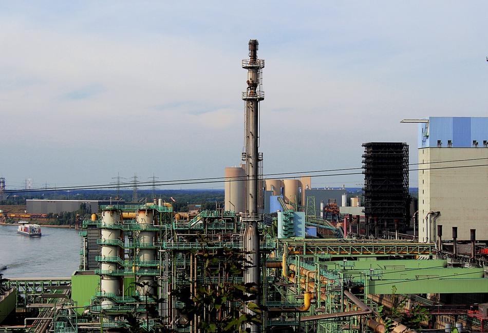 Colorful, industrial landscape in Rhurgebiet, Germany, under the sky with clouds