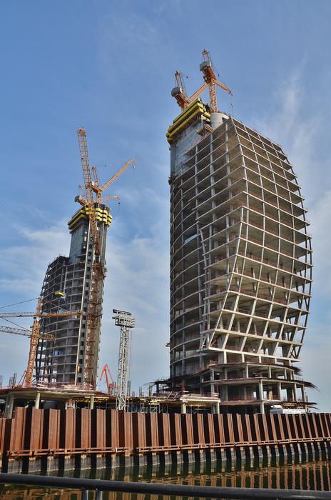 house construction against the blue sky