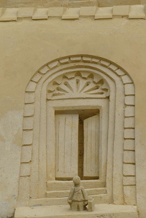 Beautiful, white figure and window in the North landscape park in Duisburg, Germany