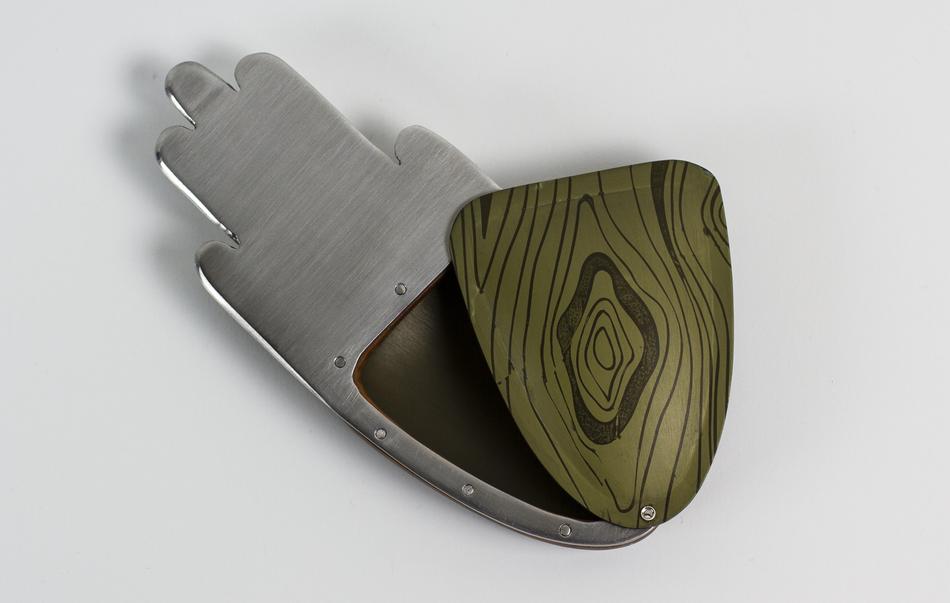 metal decoration with wood element