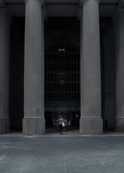 huge pillars near the entrance