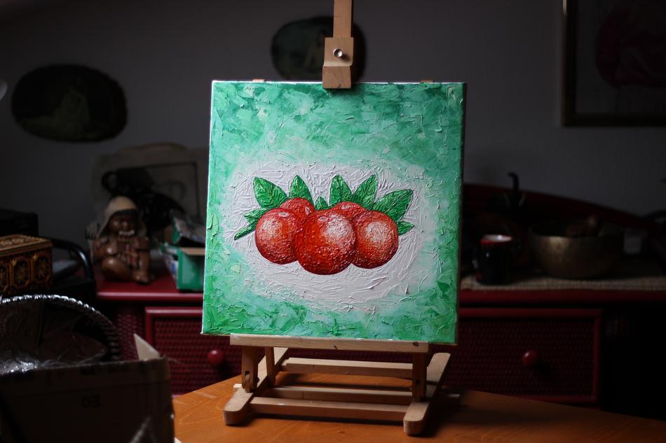 red fruits, Painting on stand indoor