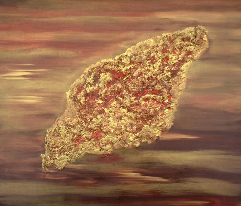 Drawing of a amoeba like thing, at colorful background
