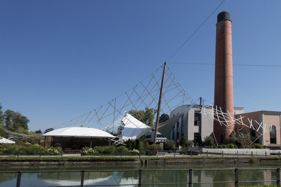 factory chimney on the canal