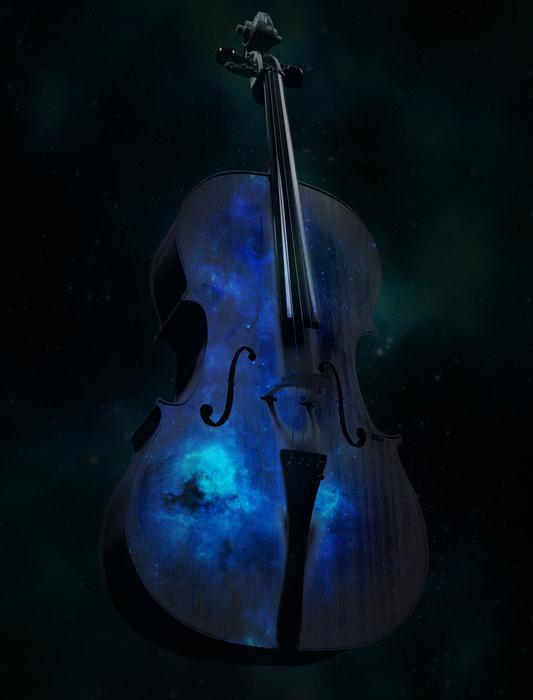 painted blue cello