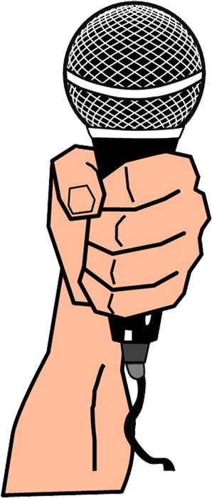 male hand with microphone, drawing