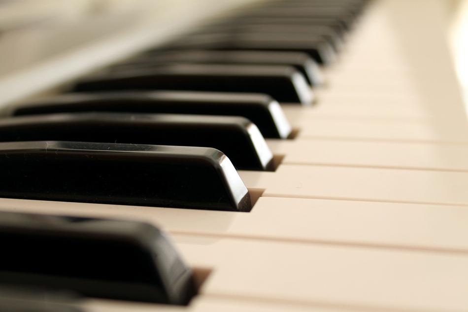 Piano close-up in blurred background