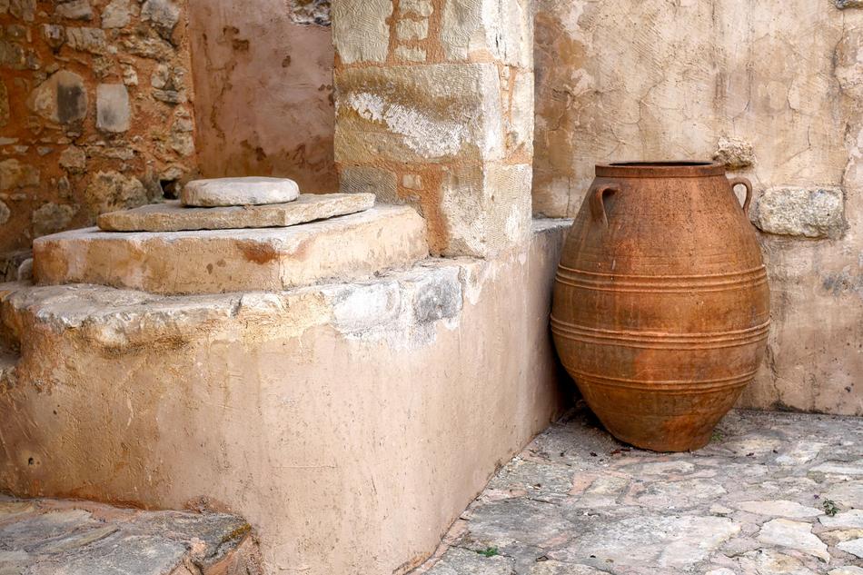 clay barrel at an old building on the island of Crete