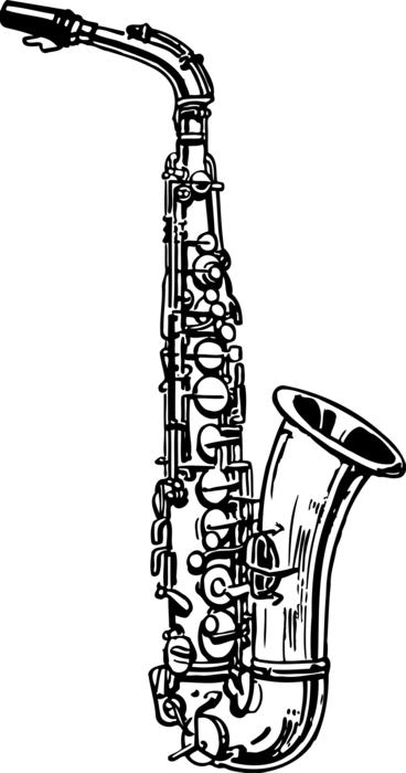 brass instrument as black and white illustration