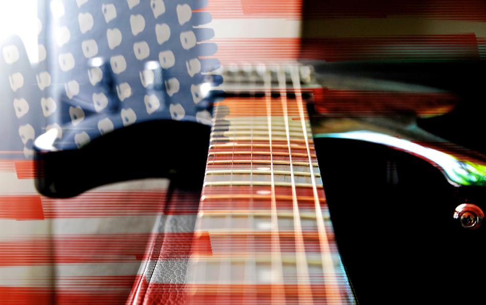 Flag Usa Banner and guitar