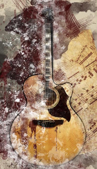 graphic image of guitar and music