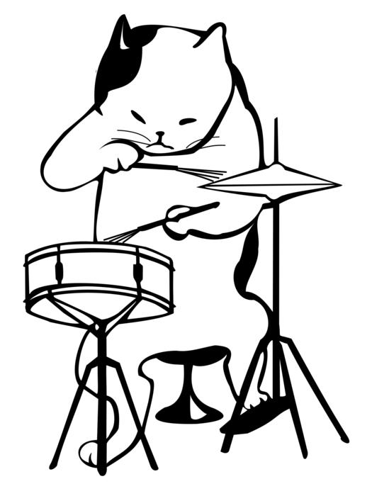 cartoon cat plays drum