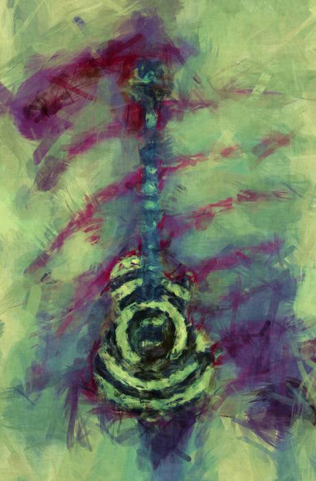 guitar instrument green abstract drawing