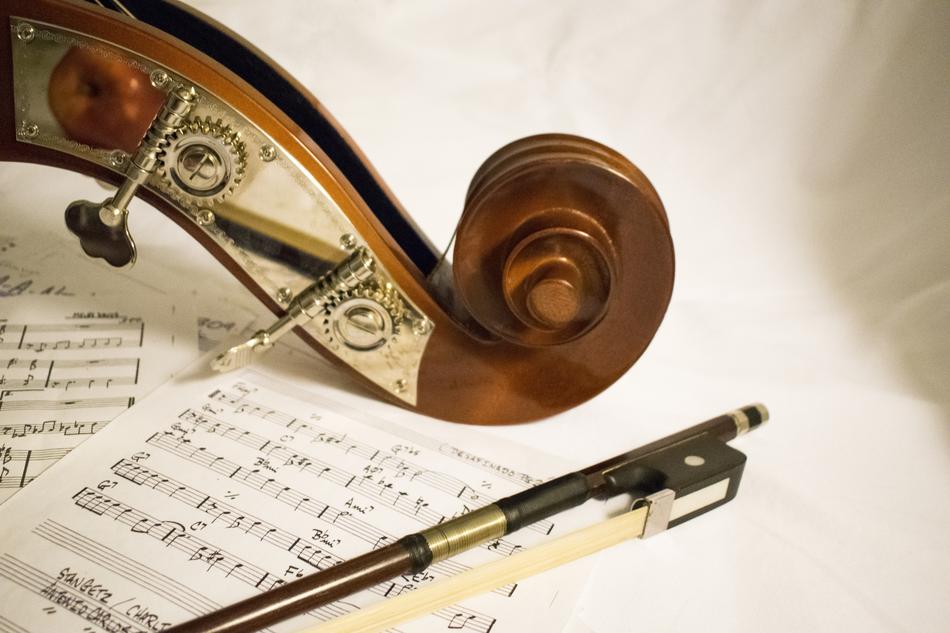 double bass lies on notes