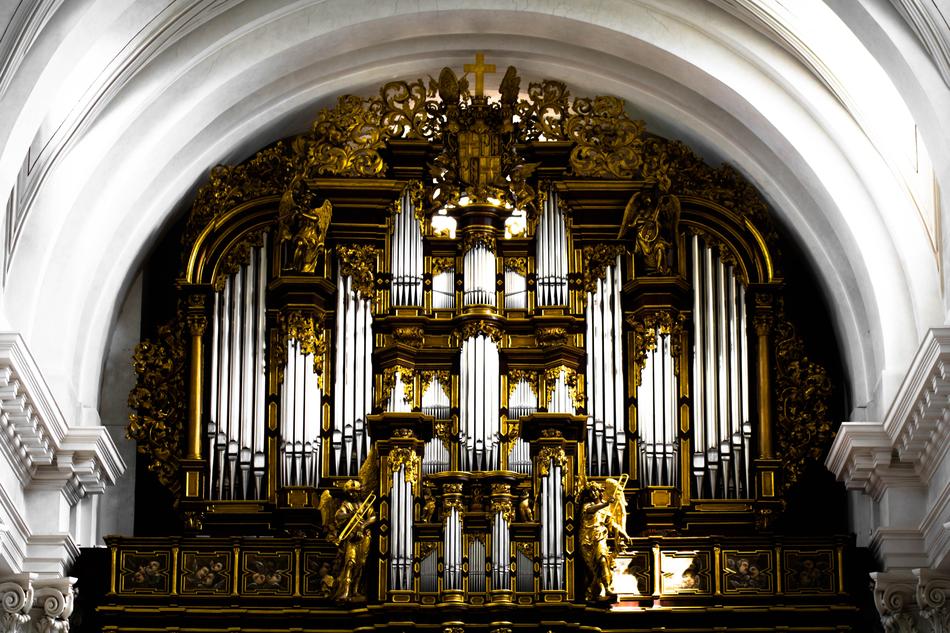 gold organ in church