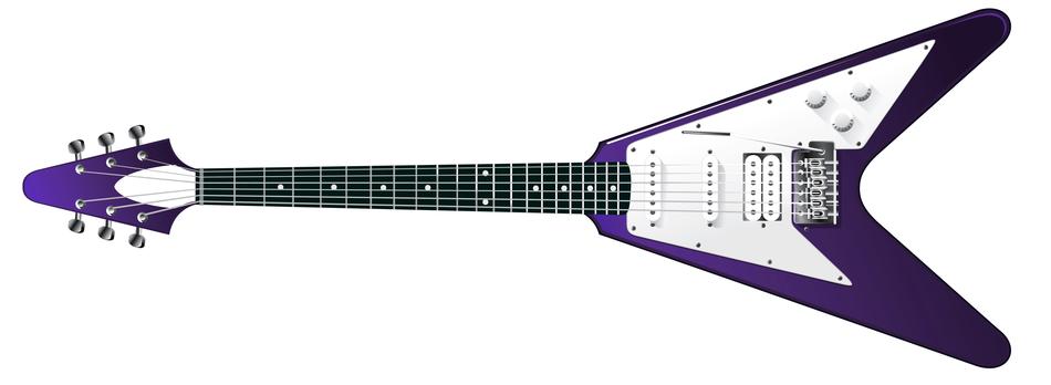 White and violet guitar on white background