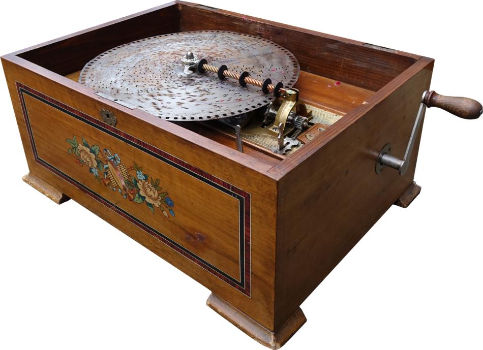 retro turntable in wooden box